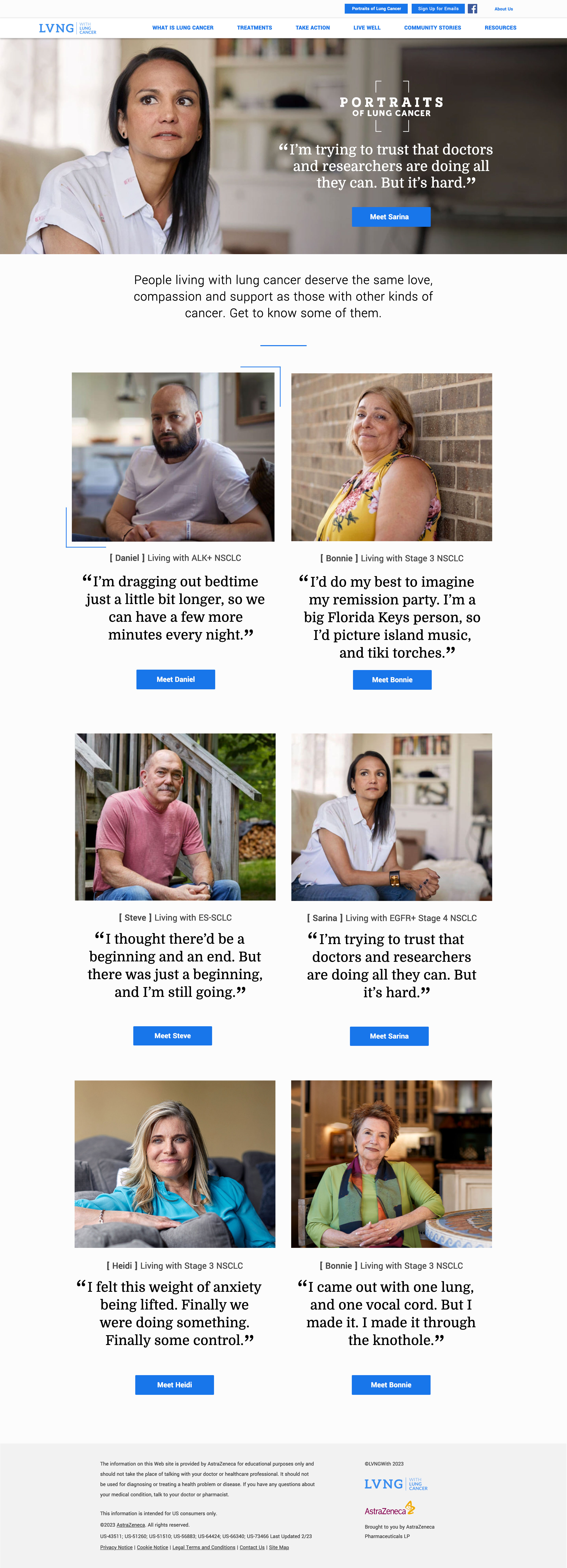 Portraits of Lung Cancer Landing Page